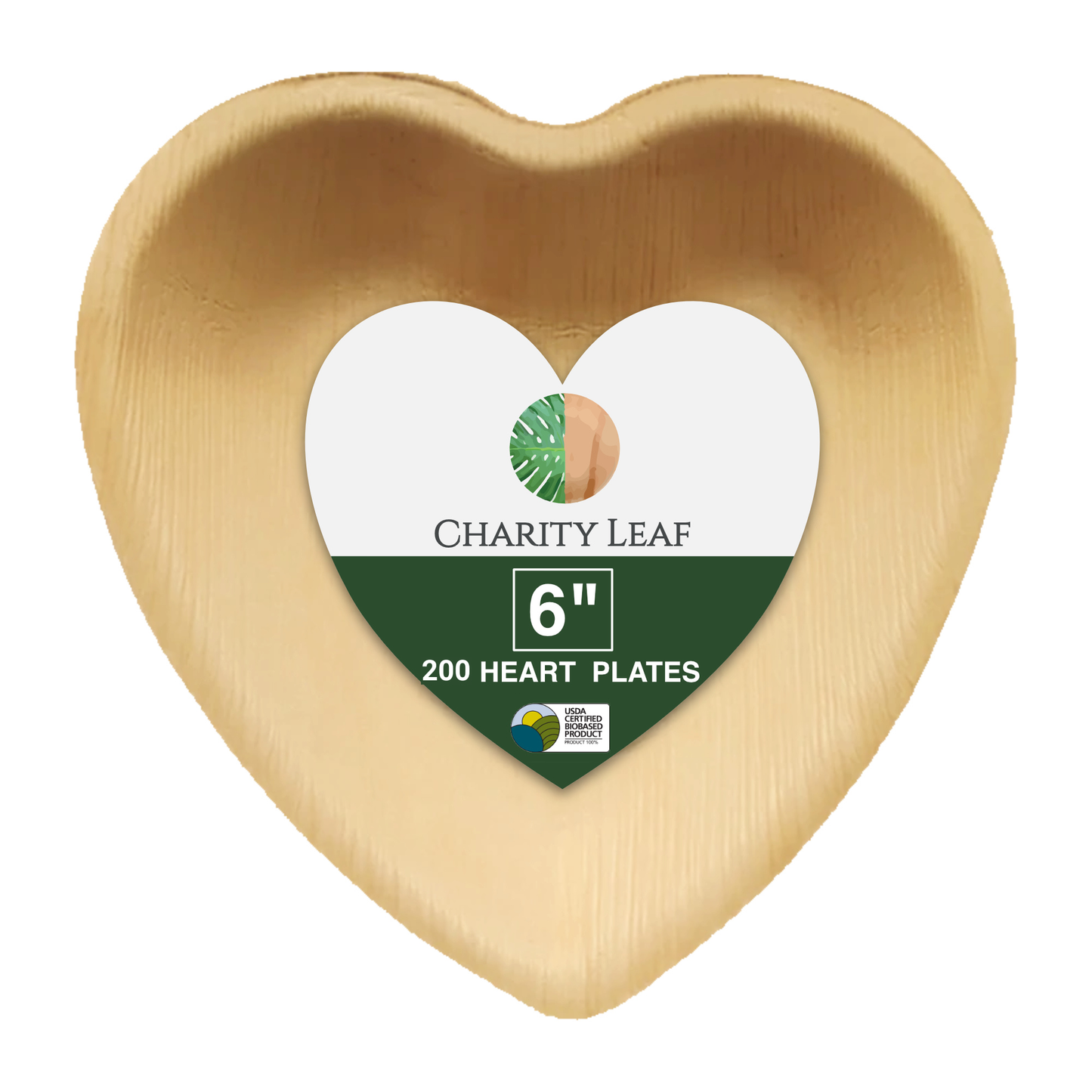 6" Inch Heart Decorative Palm Leaf Fiber Plate