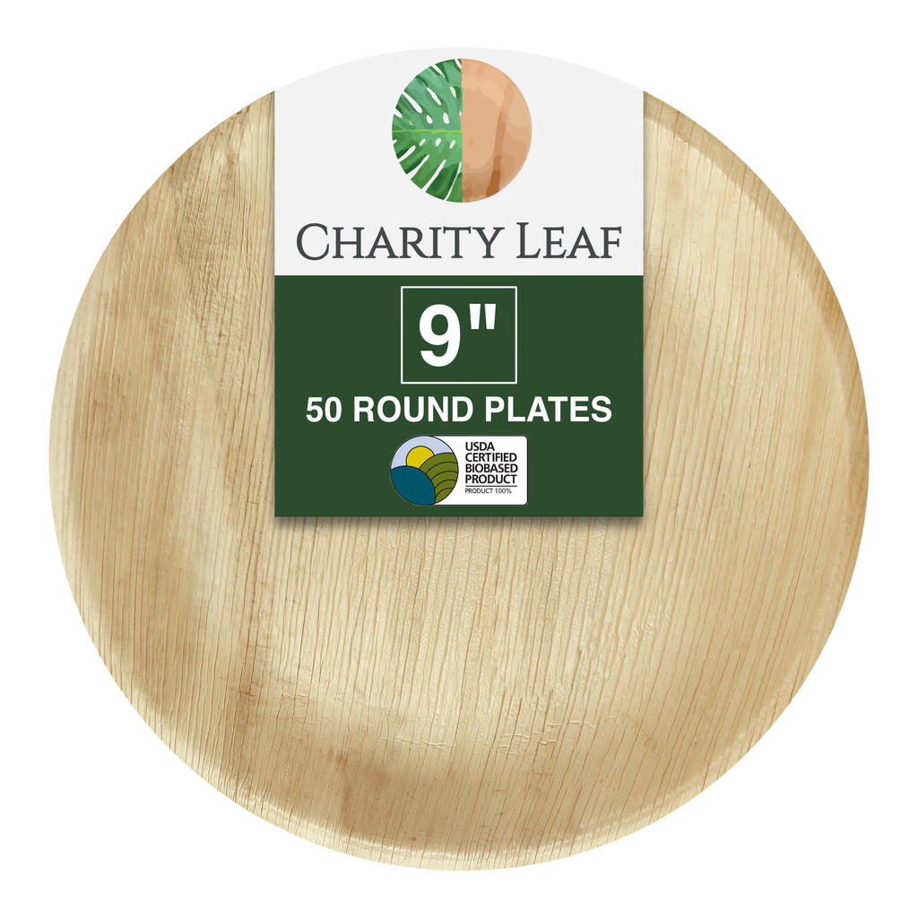 Palm Leaf Plates 9 Inch Round - Compostable Sustainable and